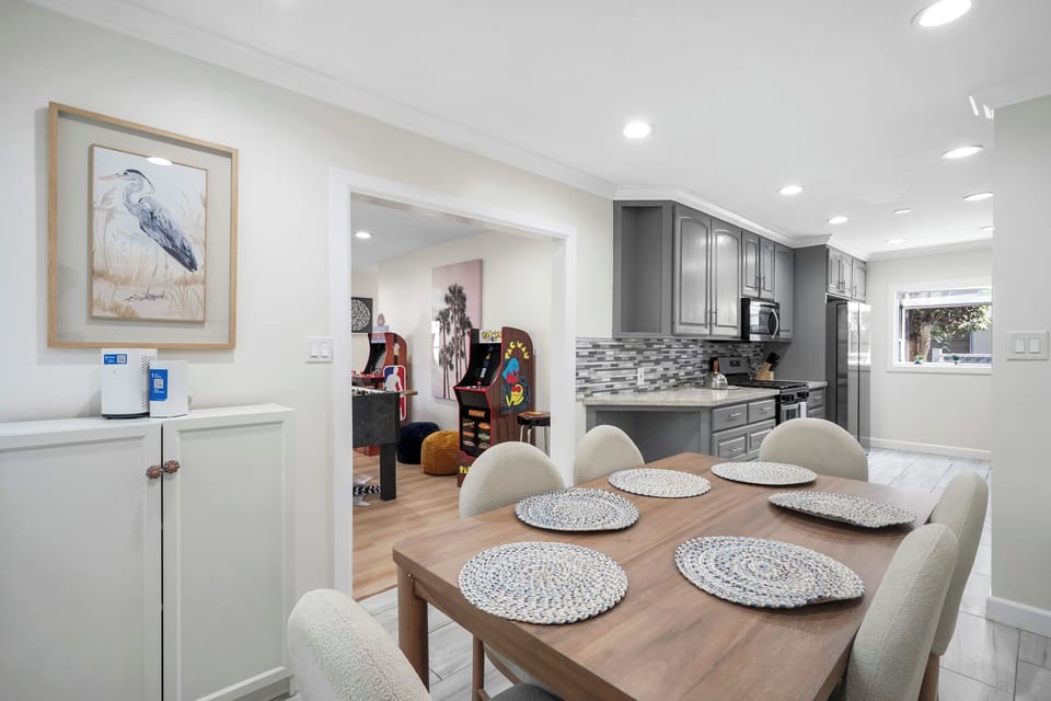 a spacious 6 seater dining table