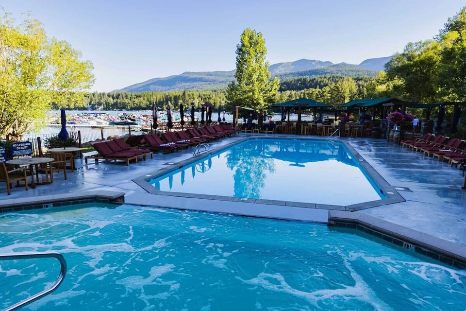 Unwind in bubbling waters beside the sparkling main pool.