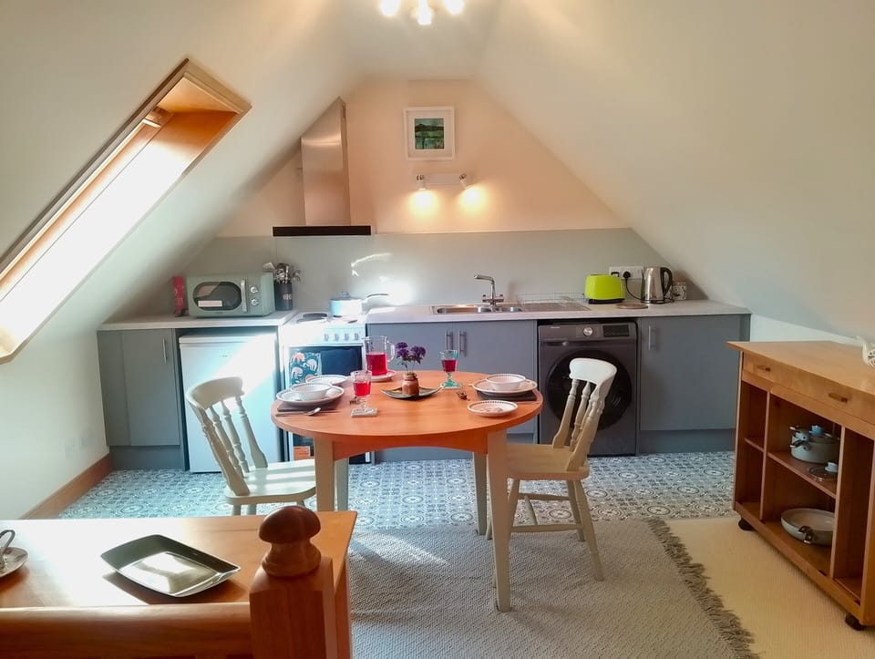 Open plan kitchen and dining area