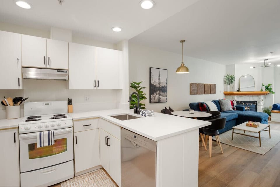 Bright and fully stocked kitchen