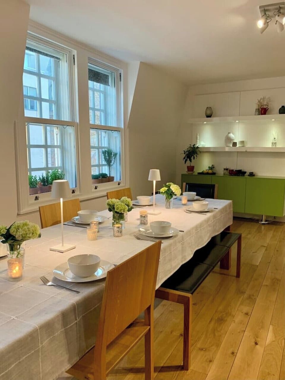 Long dining table for up to 10 guests