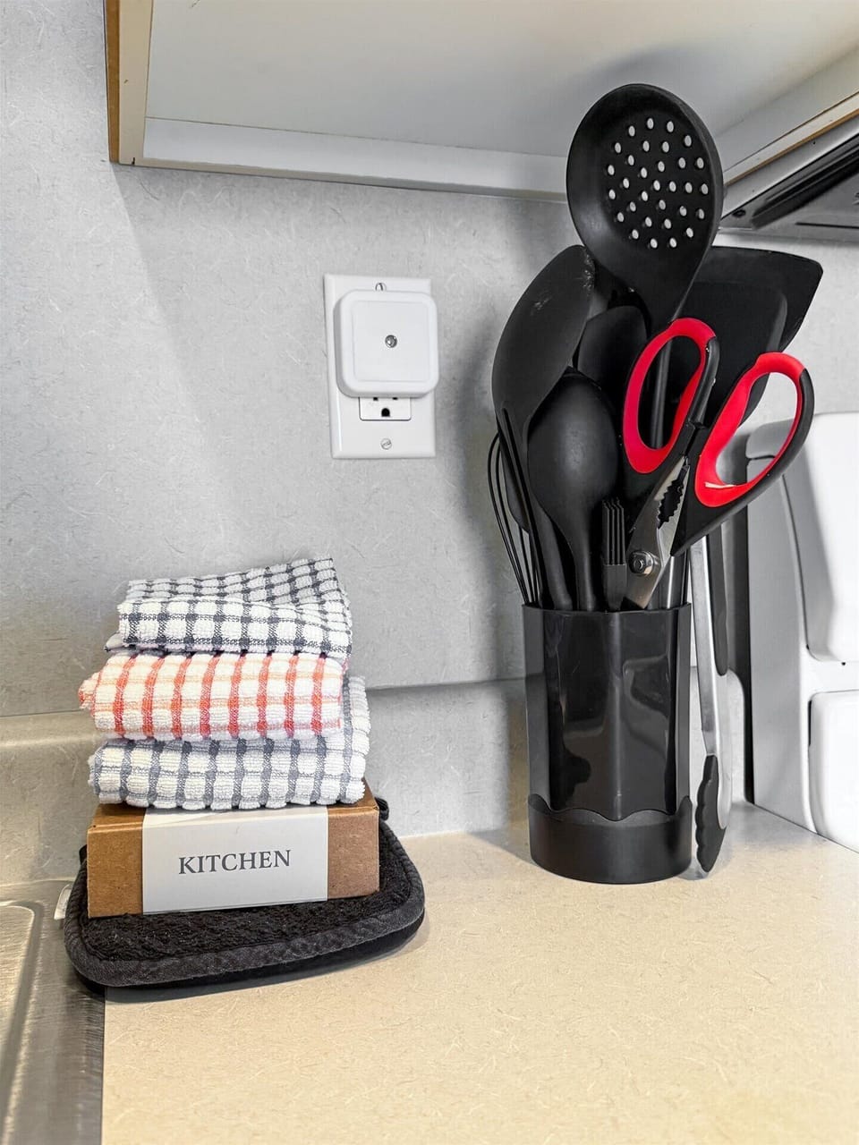 The kitchen comes fully stocked with essentials