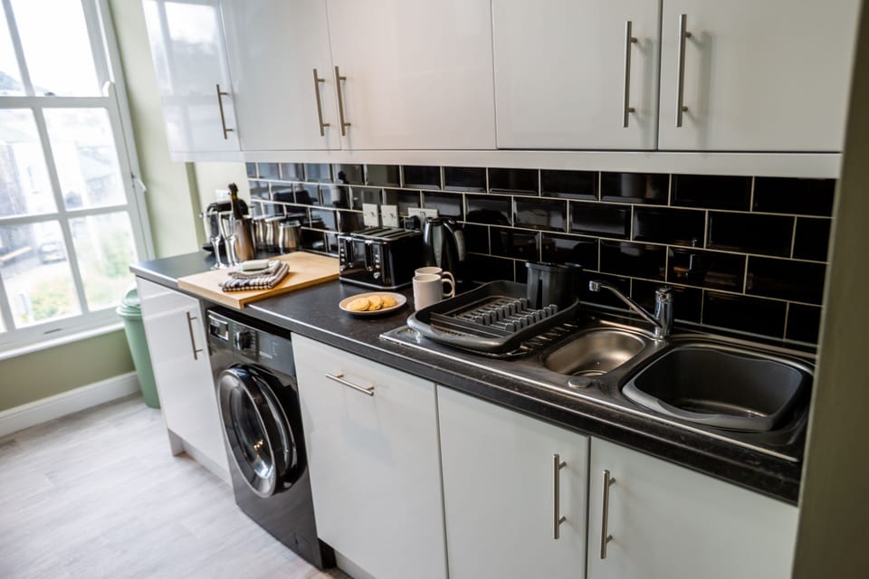 Hudson Kitchen with views of town and hills