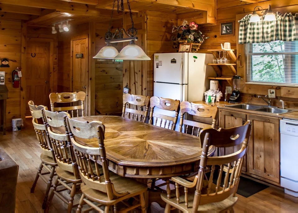 Prepare meals with ease in the well-equipped kitchen and enjoy group dinners at the eight-person dining table.