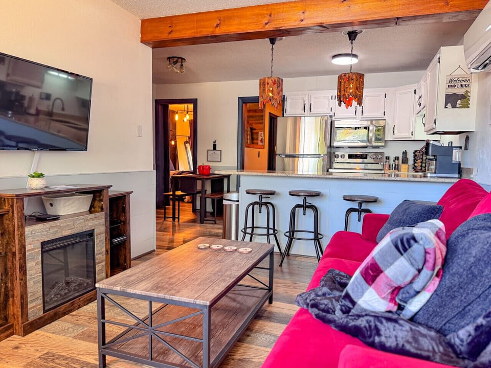 Settle in on the plush sofa for movie nights or naps.