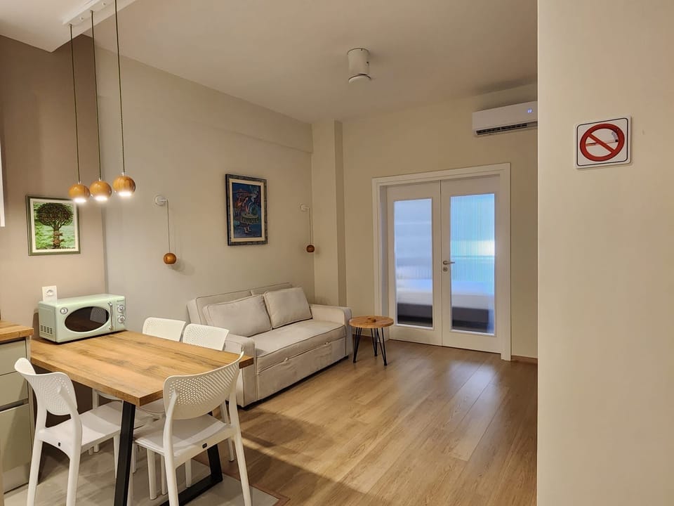 Living room and dining area