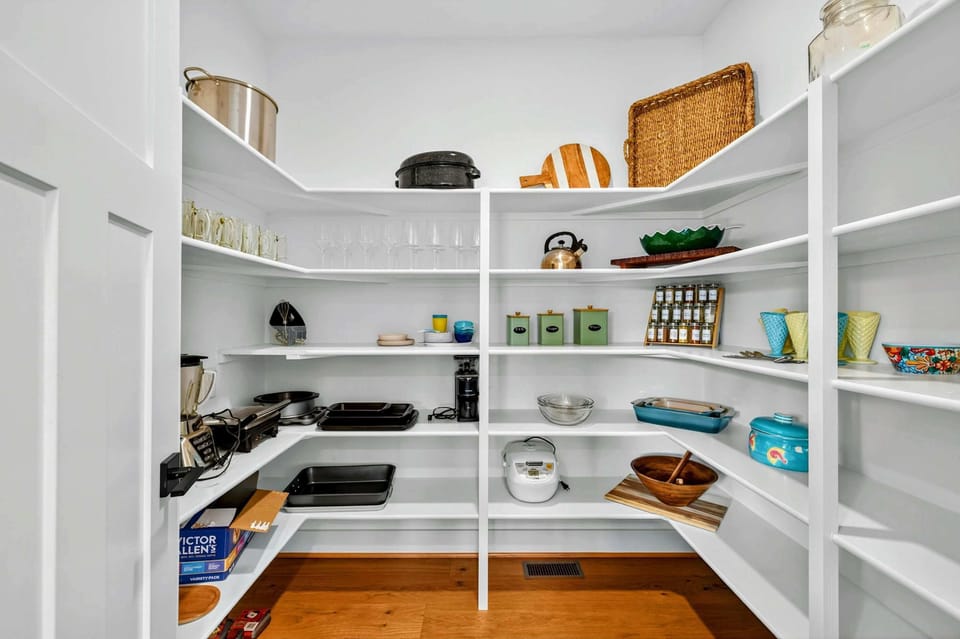 Walk-In Pantry - A spacious walk-in pantry stocked with every imaginable small appliance! Guests comment on how well stocked this pantry is! We even have an ice-cream sunday bar set! 