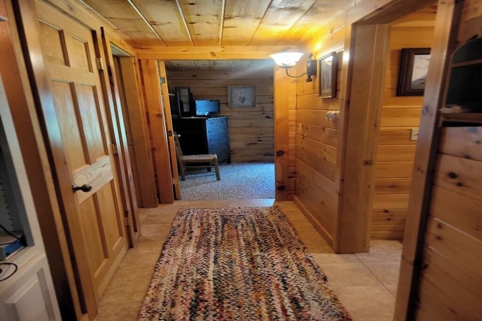 Hallway from kitchen to downstairs bathroom and bedrooms 1 & 2 