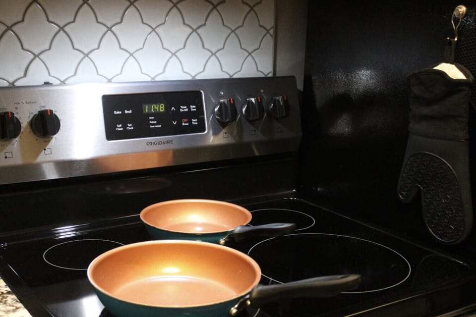 Cook up delicious meals in this stylish, fully equipped space with modern appliances