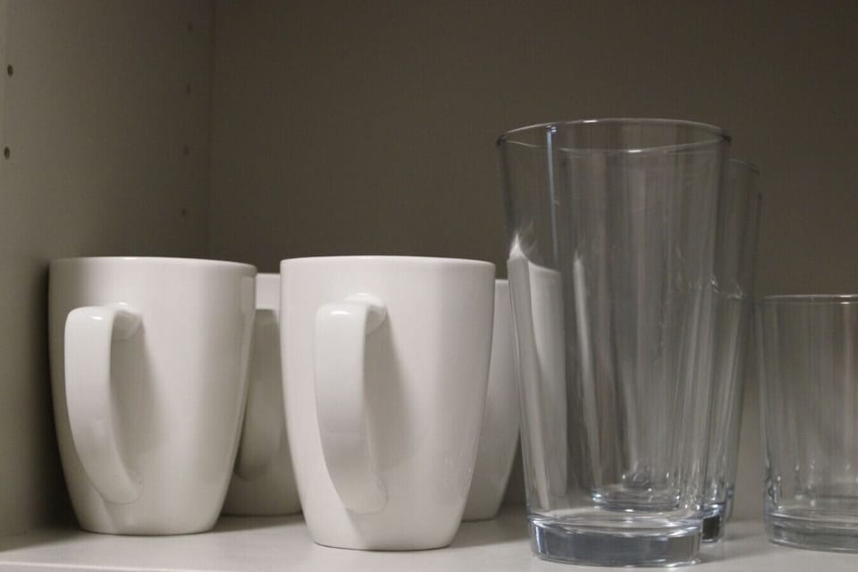 Enjoy your morning brew with our stylish mugs and crisp glassware