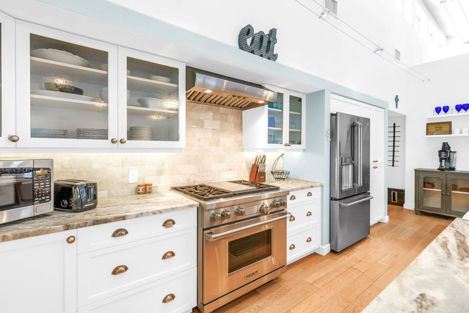 High-end appliances and custom cabinetry.