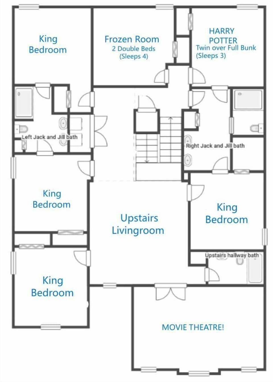 TPVH Properties have well thought out room configurations, allowing for families to sleep close by, while offering everyone a bit of privacy!
