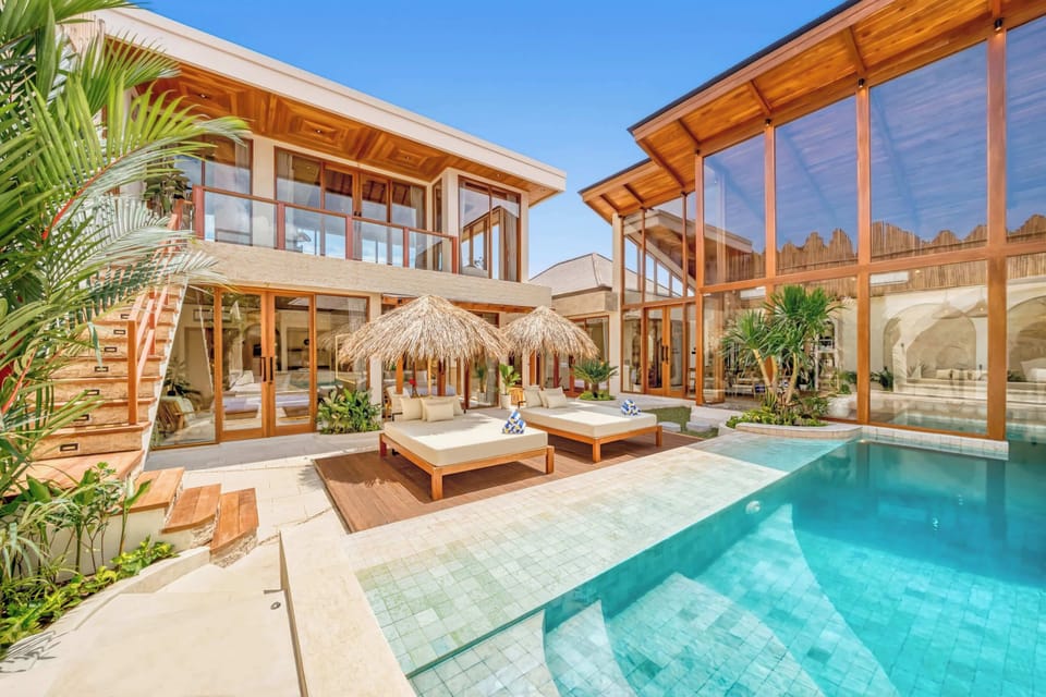 Private pool, golden light, and pure island serenity