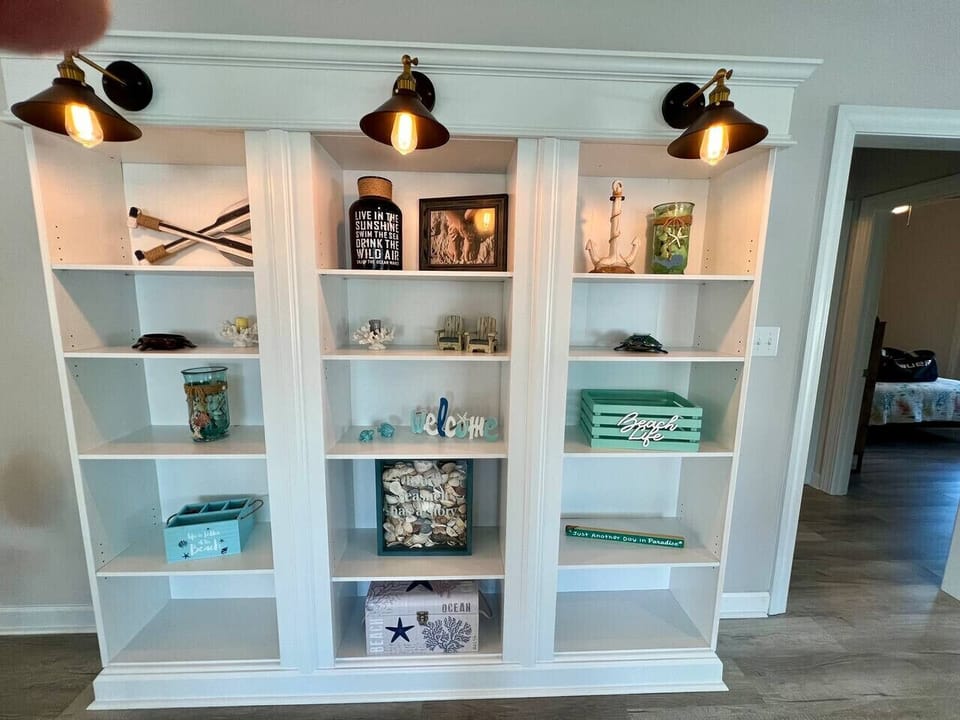 Stylish bookshelf in our dining area.