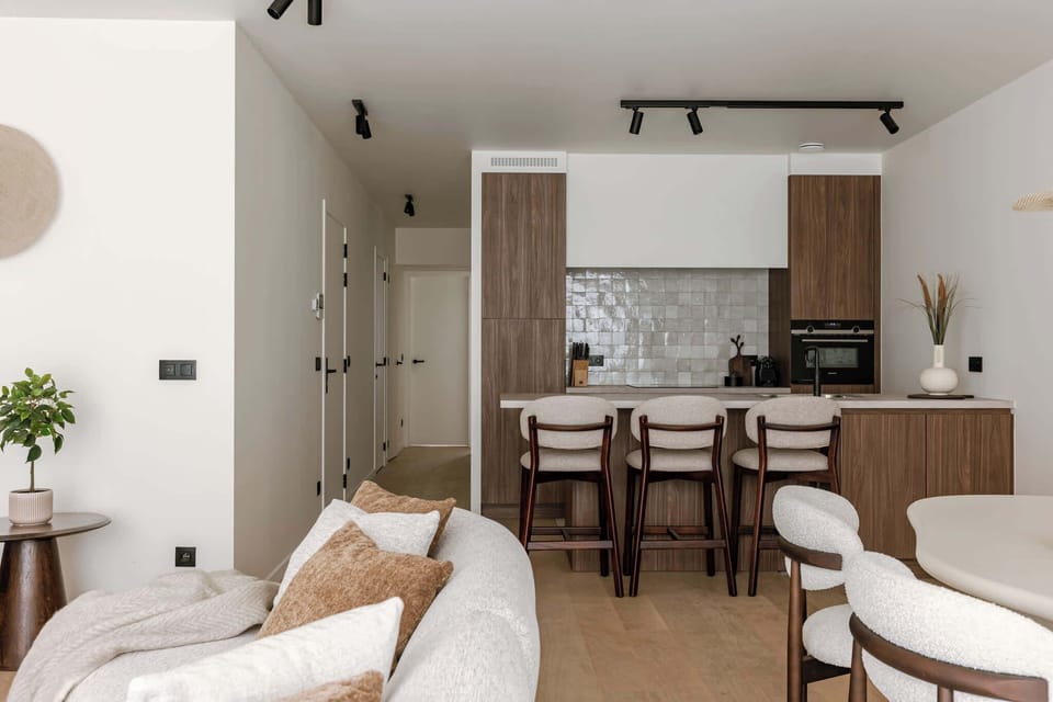 Bright living room with open kitchen