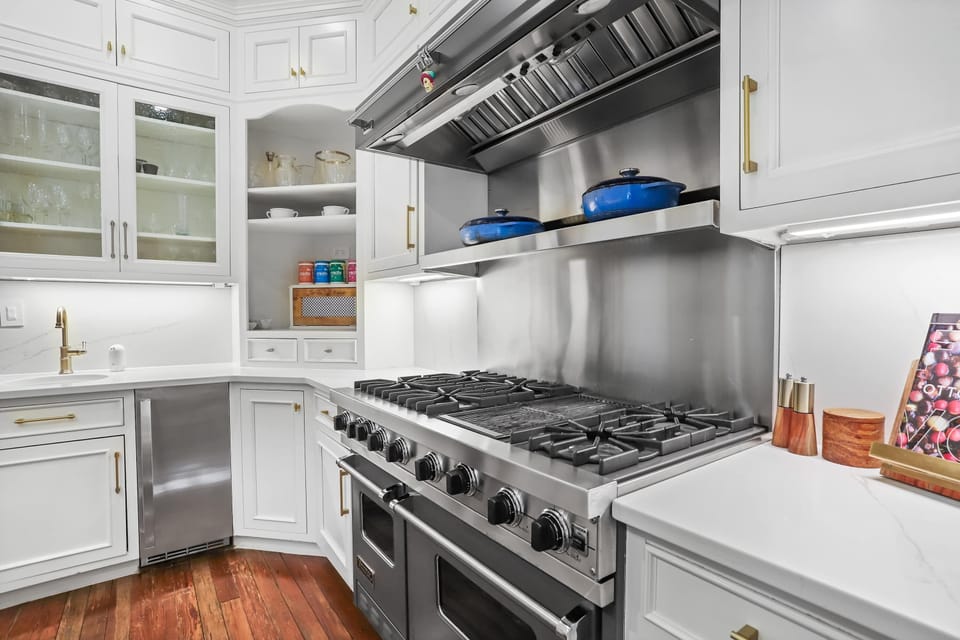Kitchen with range. 