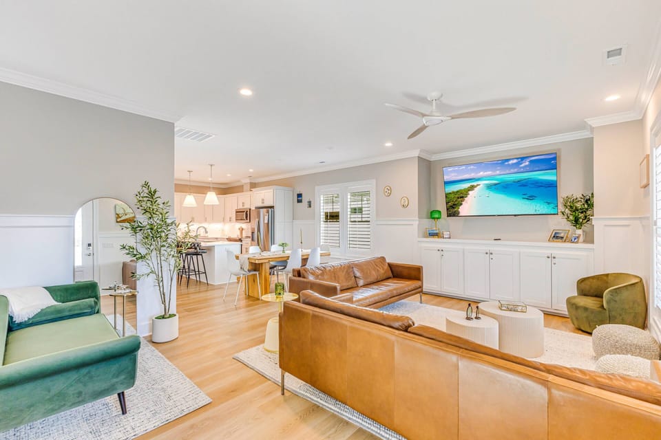 Spacious Living Room With Big Screen TV