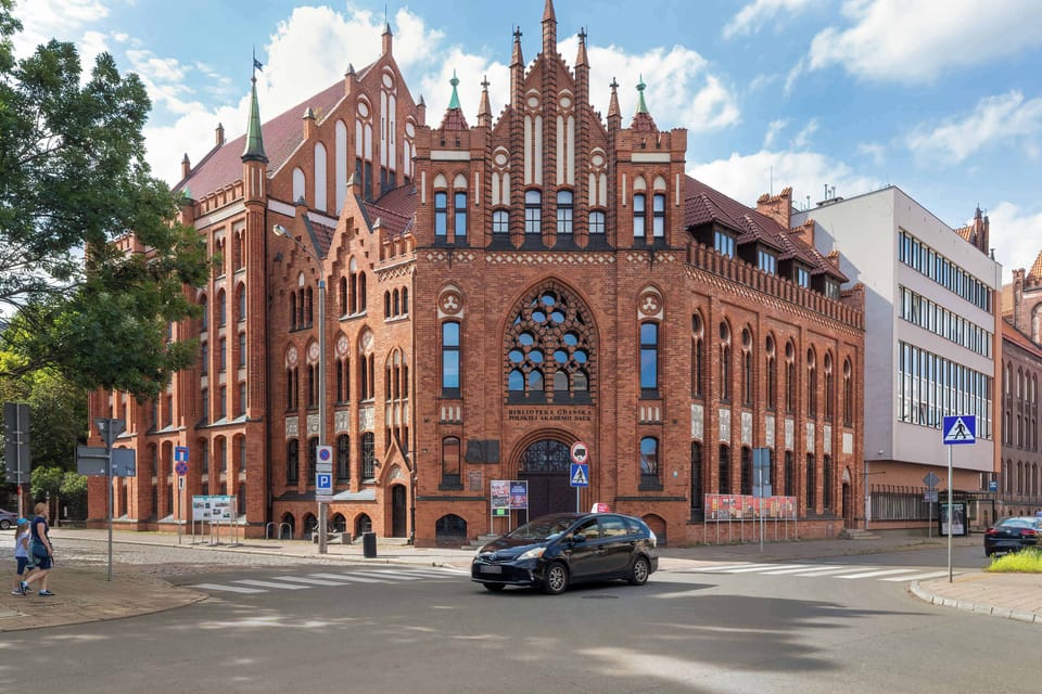 The building's surroundings. 