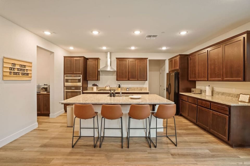 Large kitchen with an island.