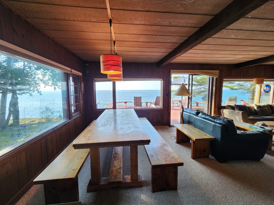 View of dining room and living room from kitchen