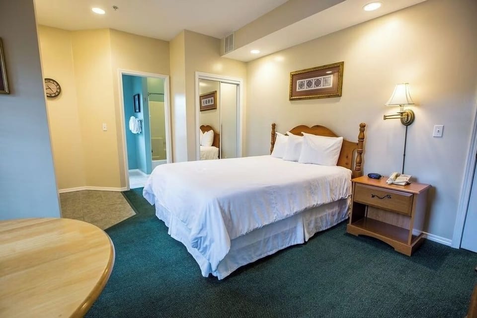 Sleep soundly in a cozy bed with soft, crisp linens.