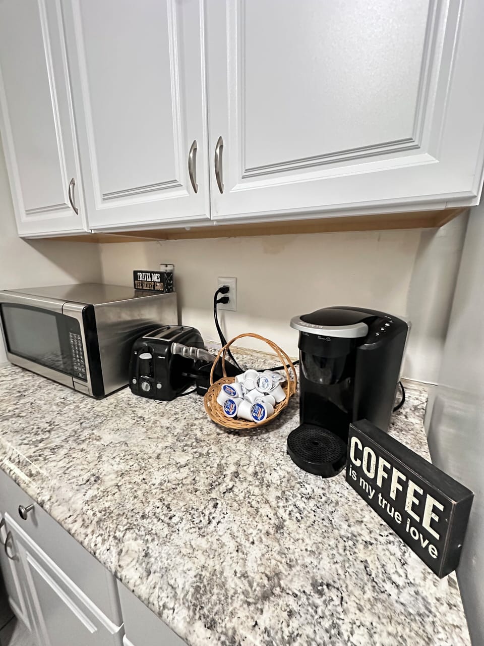 Complimentary coffee/hot cocoa area