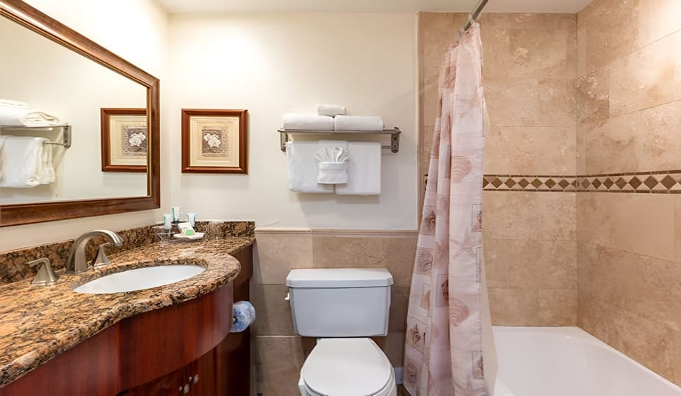Unwind with a hot shower after beach days and sunsets.