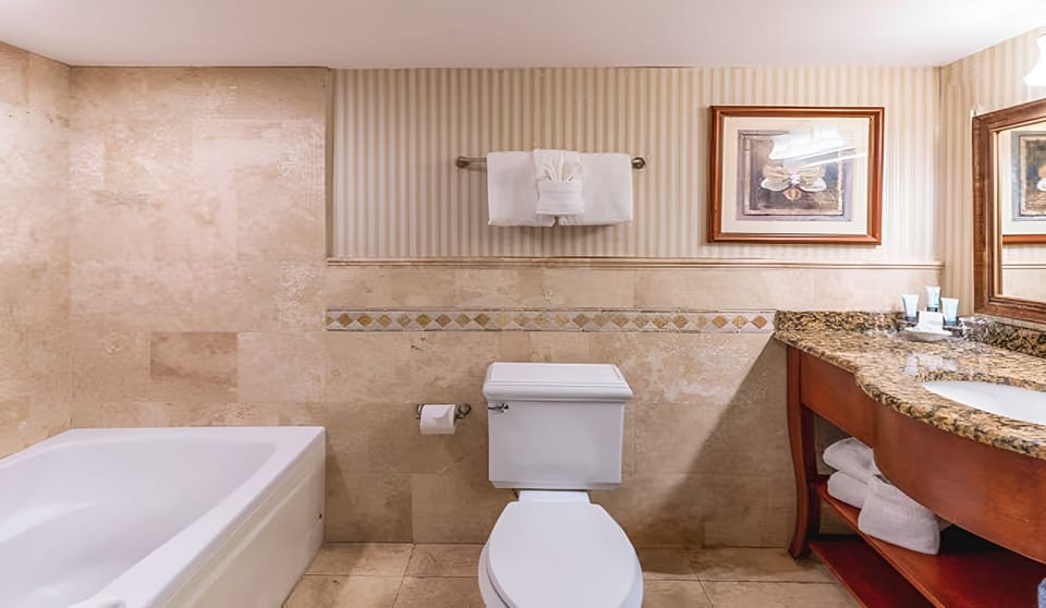 Get ready effortlessly with spacious counters and plush towel storage.