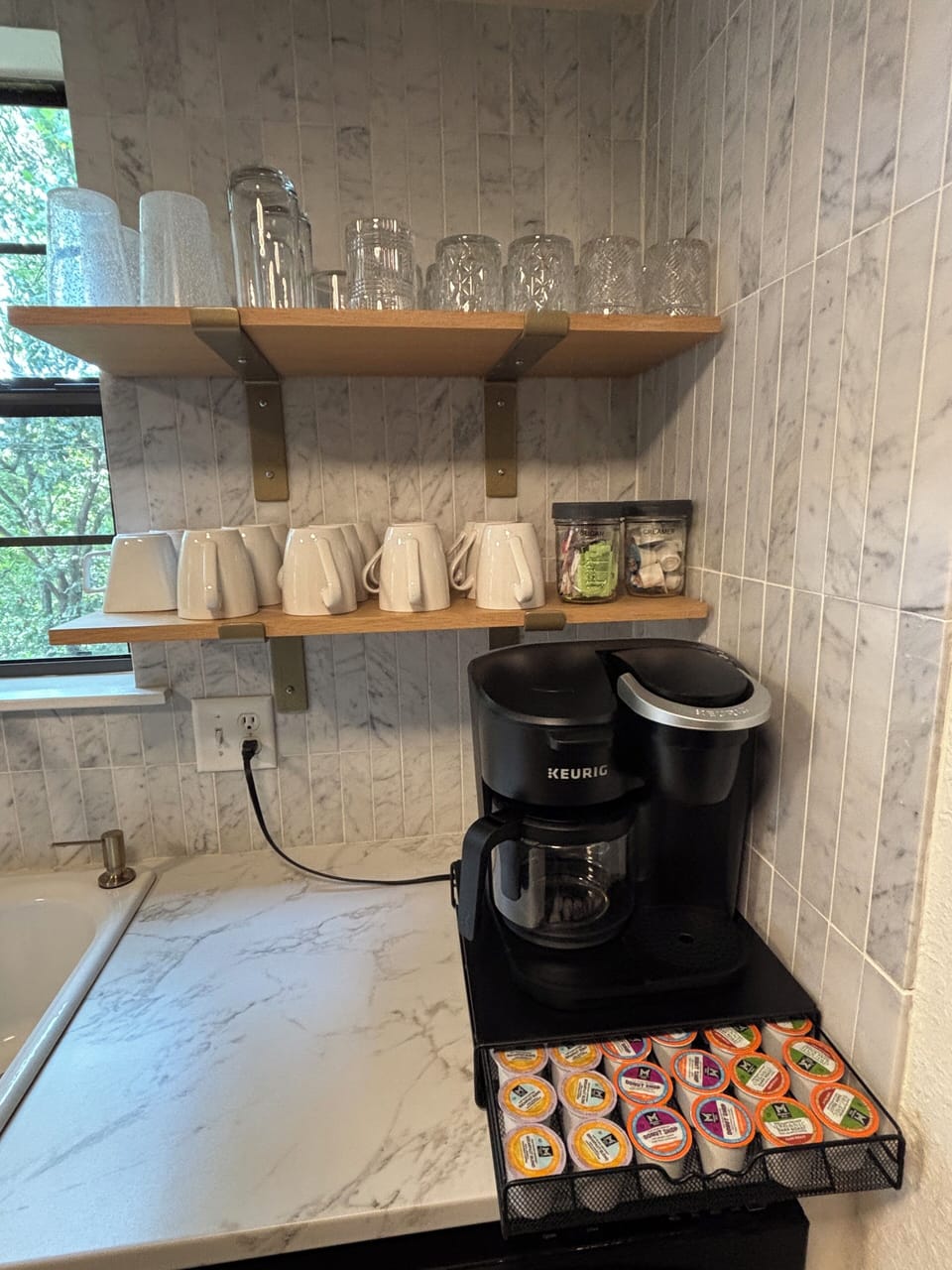 Stocked Coffee Station with Keurig Coffee Maker