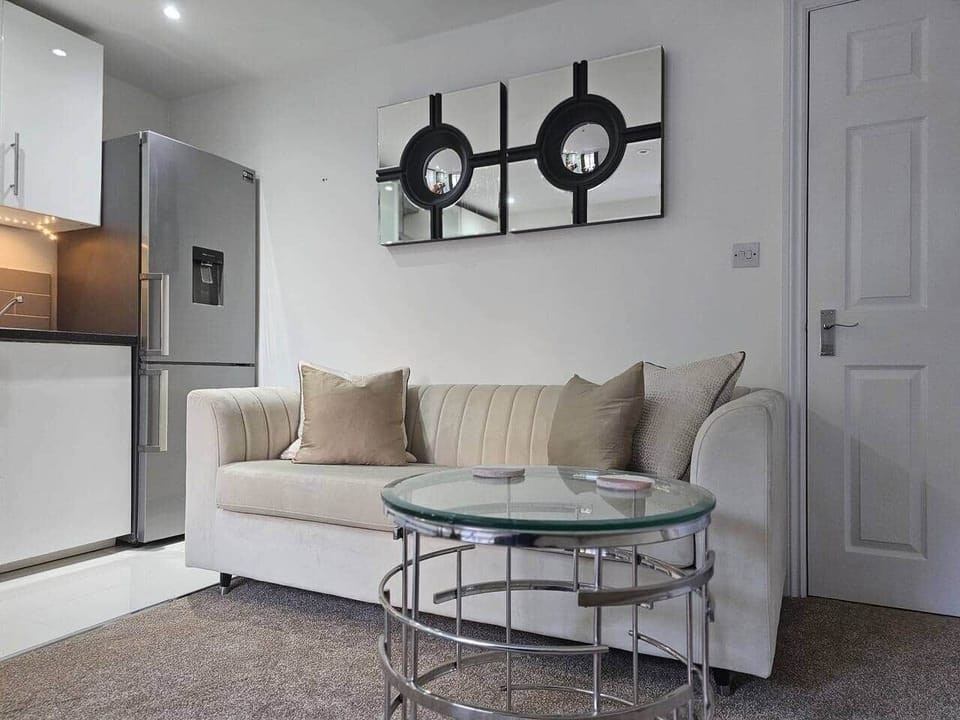 Comfortable open plan living with dining area, smart TV, dishwasher, washer dryer, fridge freezer