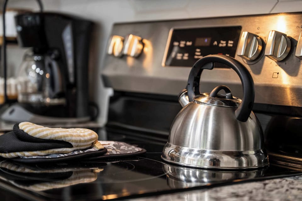 Kettle on hand for tea lovers to enjoy a soothing drink anytime