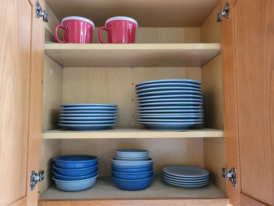 Lots of Fiestaware dishes so you don't run out of plates!