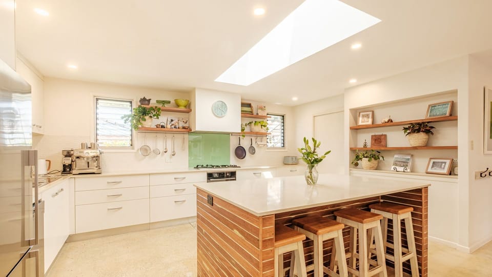 Cook, chat, and gather around the island kitchen.