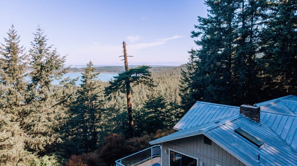 Elevated forest and water views overlooking Eastsound and the surrounding island