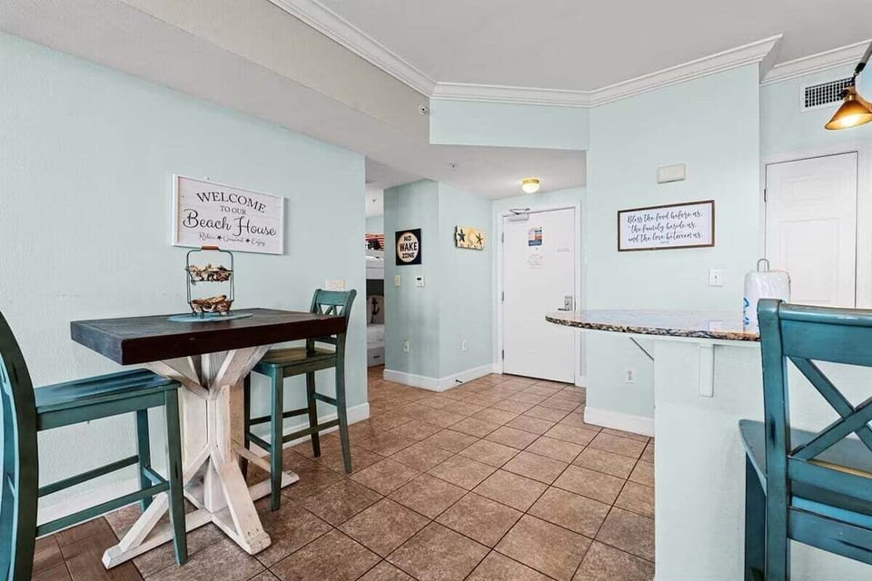 High top dining table in kitchen area