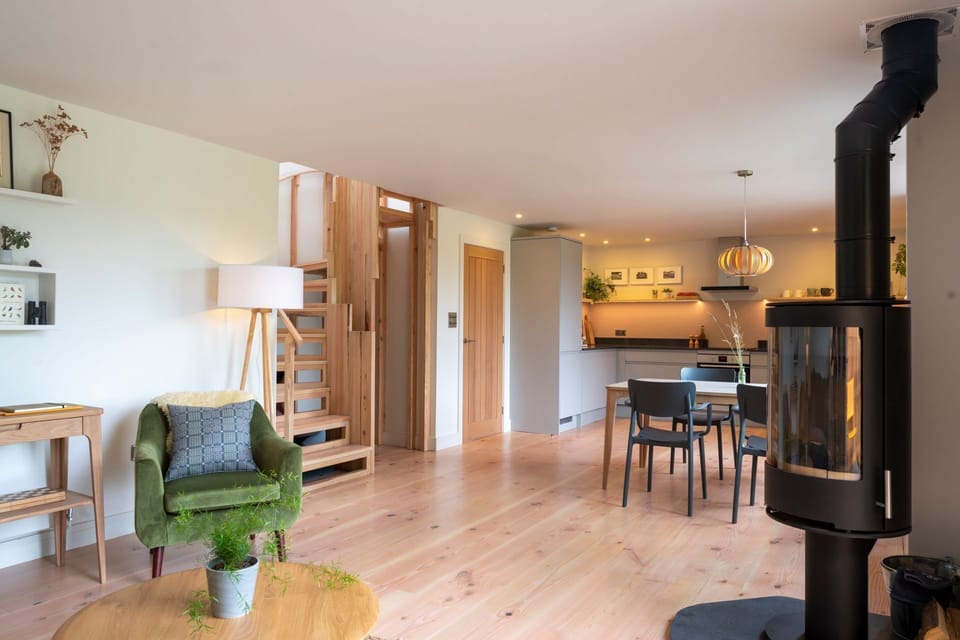The open plan living area at Amberwood Lodge, Hereforshire