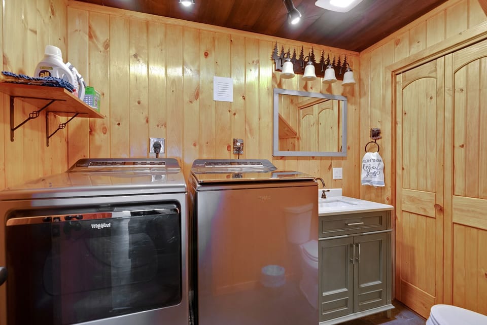 Ground floor half bath with laundry - most convenient from down by the water!