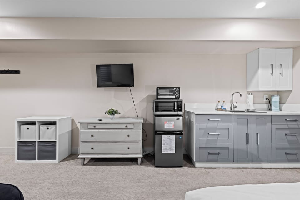 Unwind and enjoy your favorite shows on the flat-screen TV.