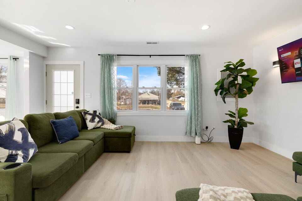 Stylish lounge space perfect for movie nights or casual gatherings