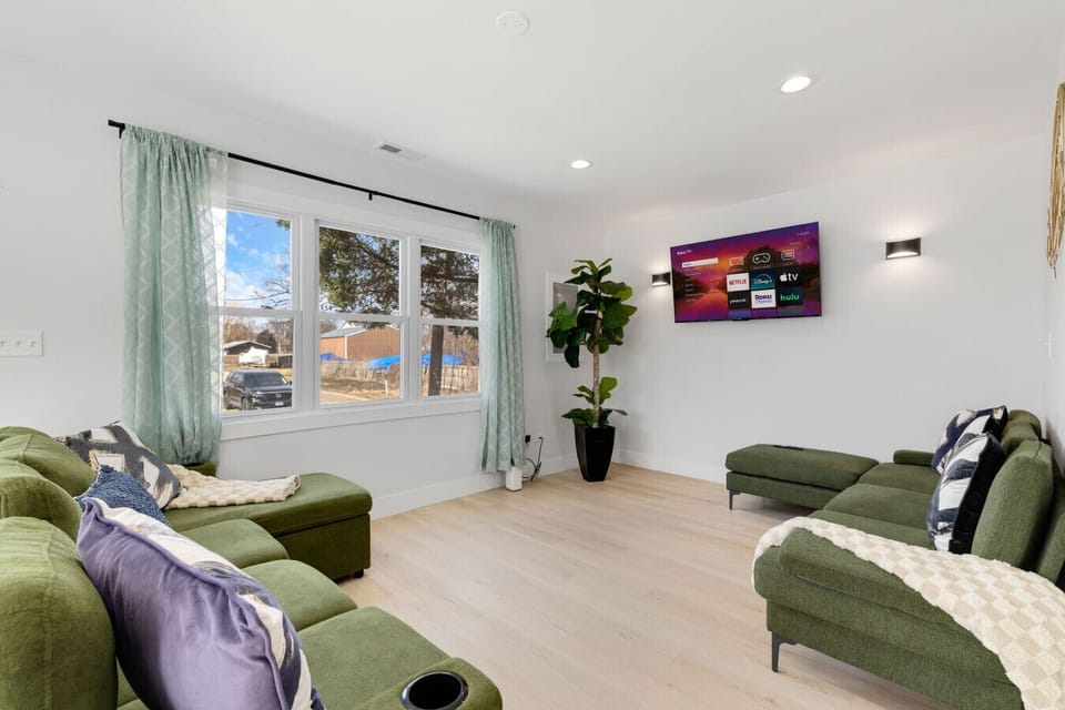 Stylish lounge space perfect for movie nights or casual gatherings