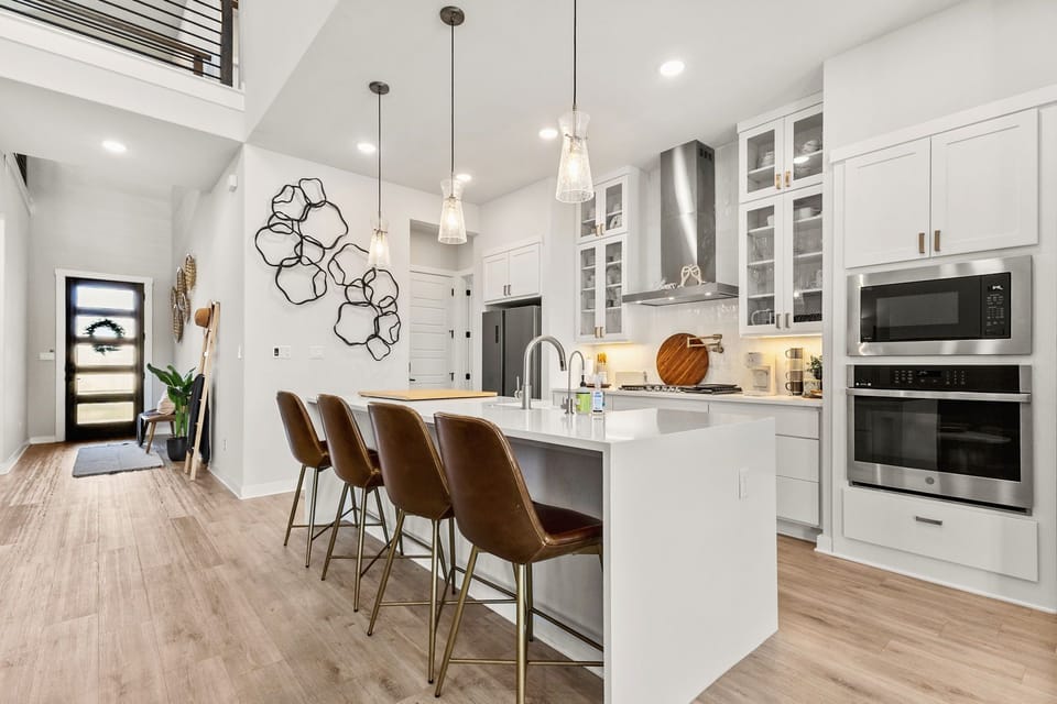 Gather and entertain in the open kitchen and dining area.