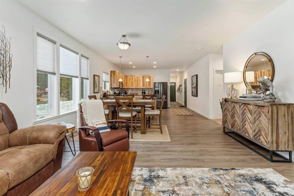 Open-concept kitchen and living room with everything you need for home cooking