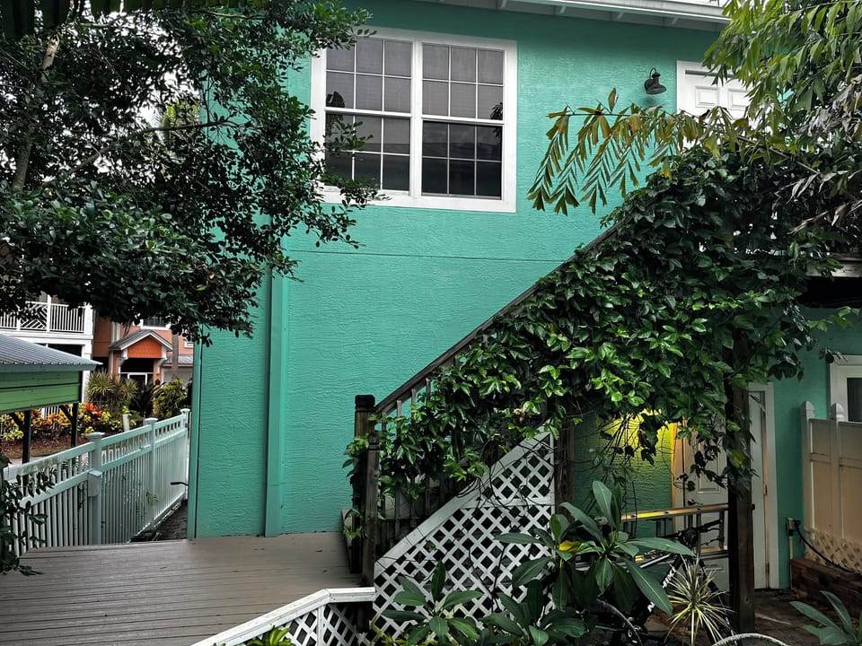 Stairs and entrance to studio 