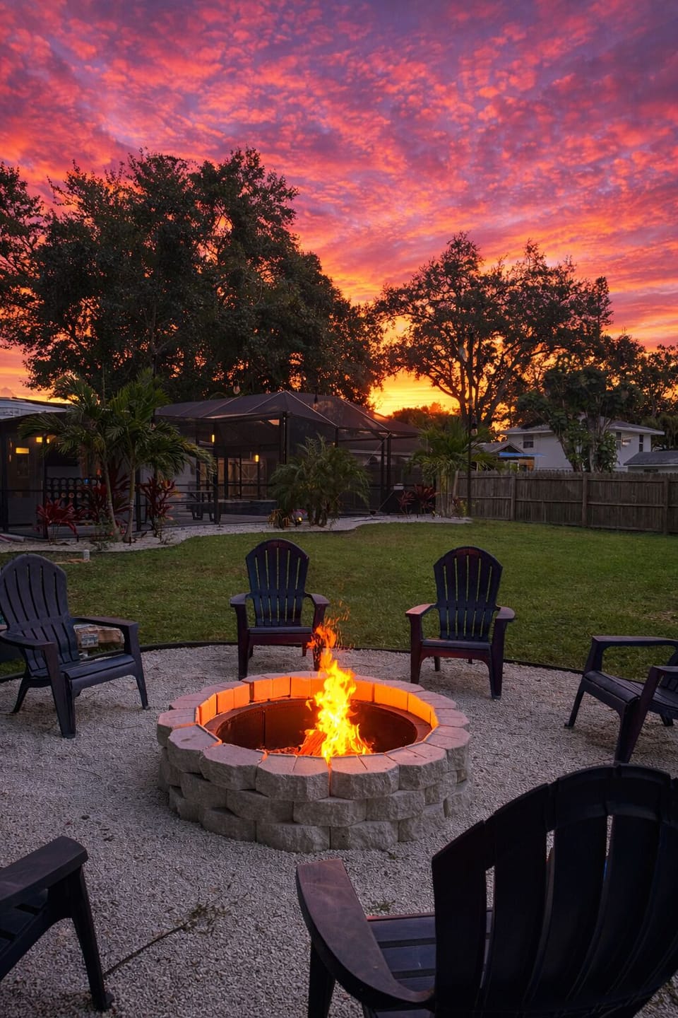 Enjoy the beautiful sunset in a spacious fenced yard.