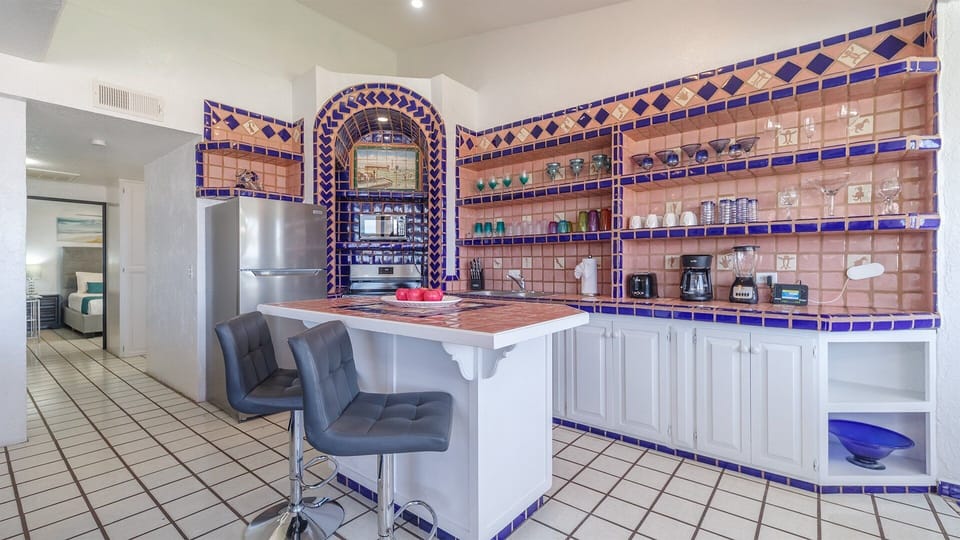 incredible kitchen with Mexican tile