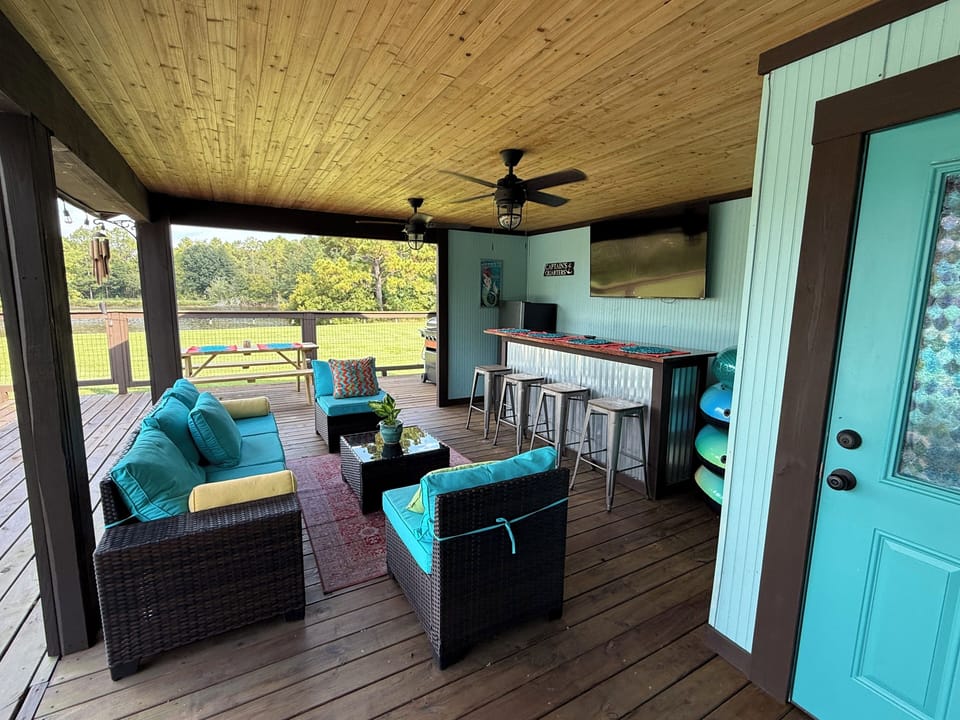 Gather at the pool and relax with all you could need to enjoy movies, games, etc