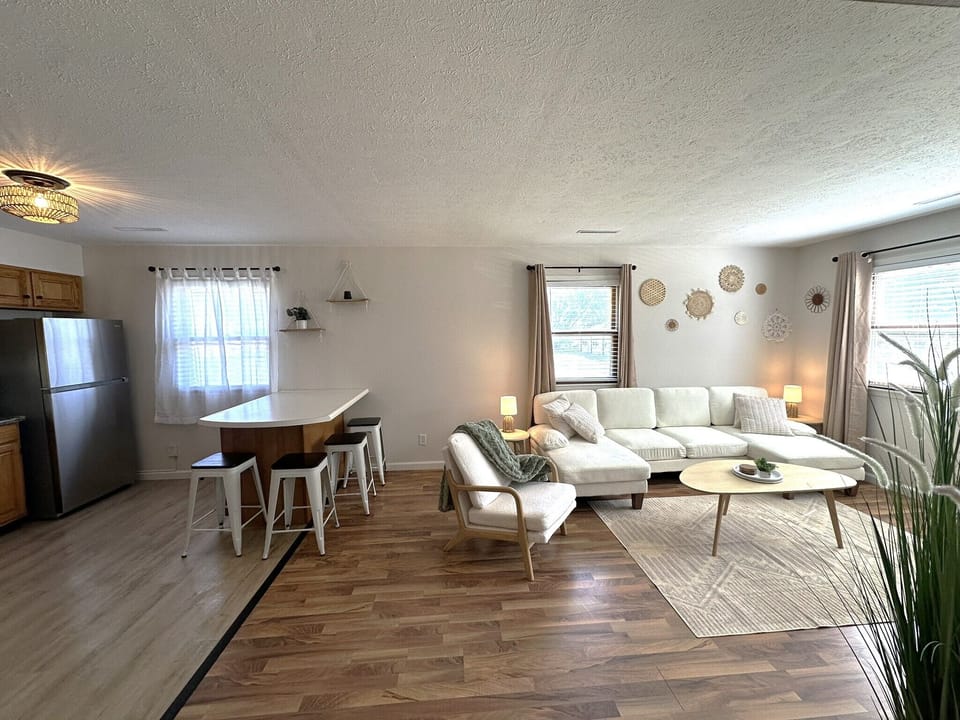 Dining area close to living room and kitchen