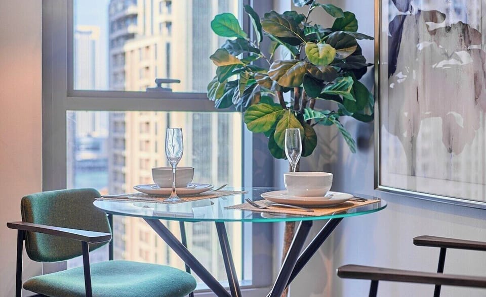 Whether it's a quick bite or a cosy dinner, this dining spot for two offers the perfect setting to enjoy meals or catch up over coffee.