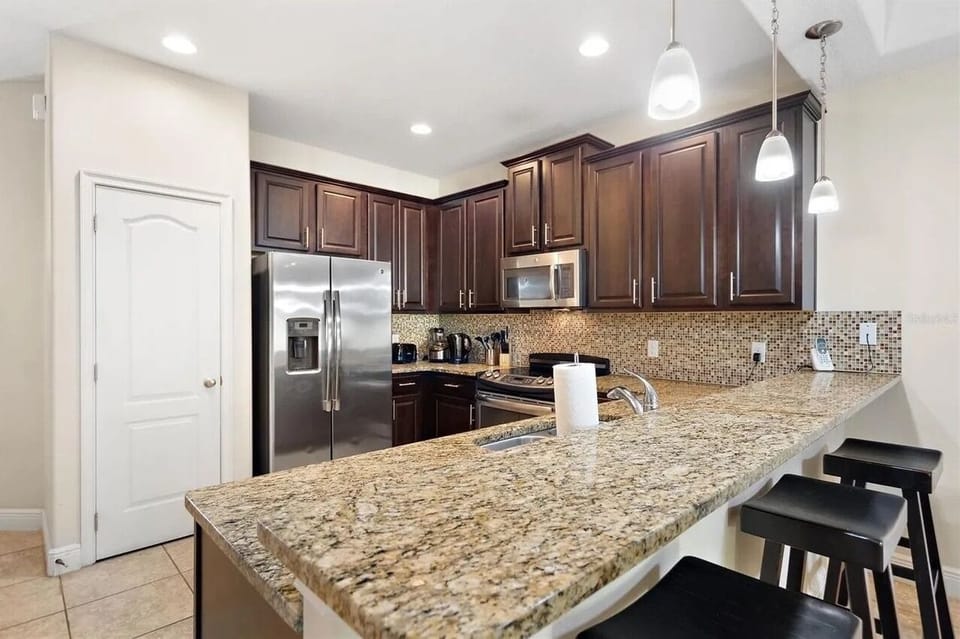 Indoors, Kitchen, Granite, Appliance, Microwave