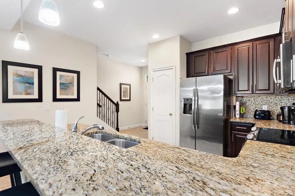 Granite, Indoors, Sink, Appliance, Refrigerator